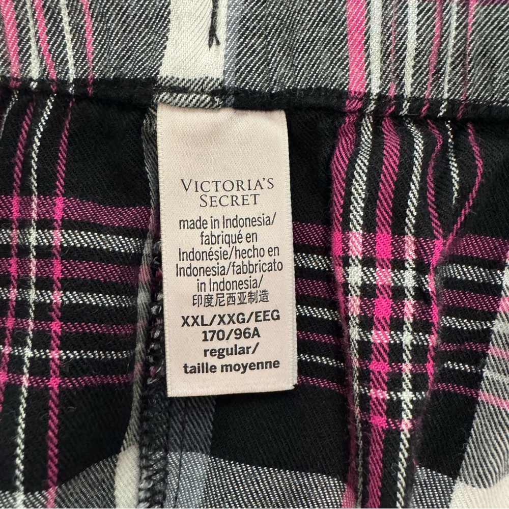 Victoria's Secret Plaid Lightweight Flannel Pajama Pants Black Pink White XXL - Picture 6 of 15
